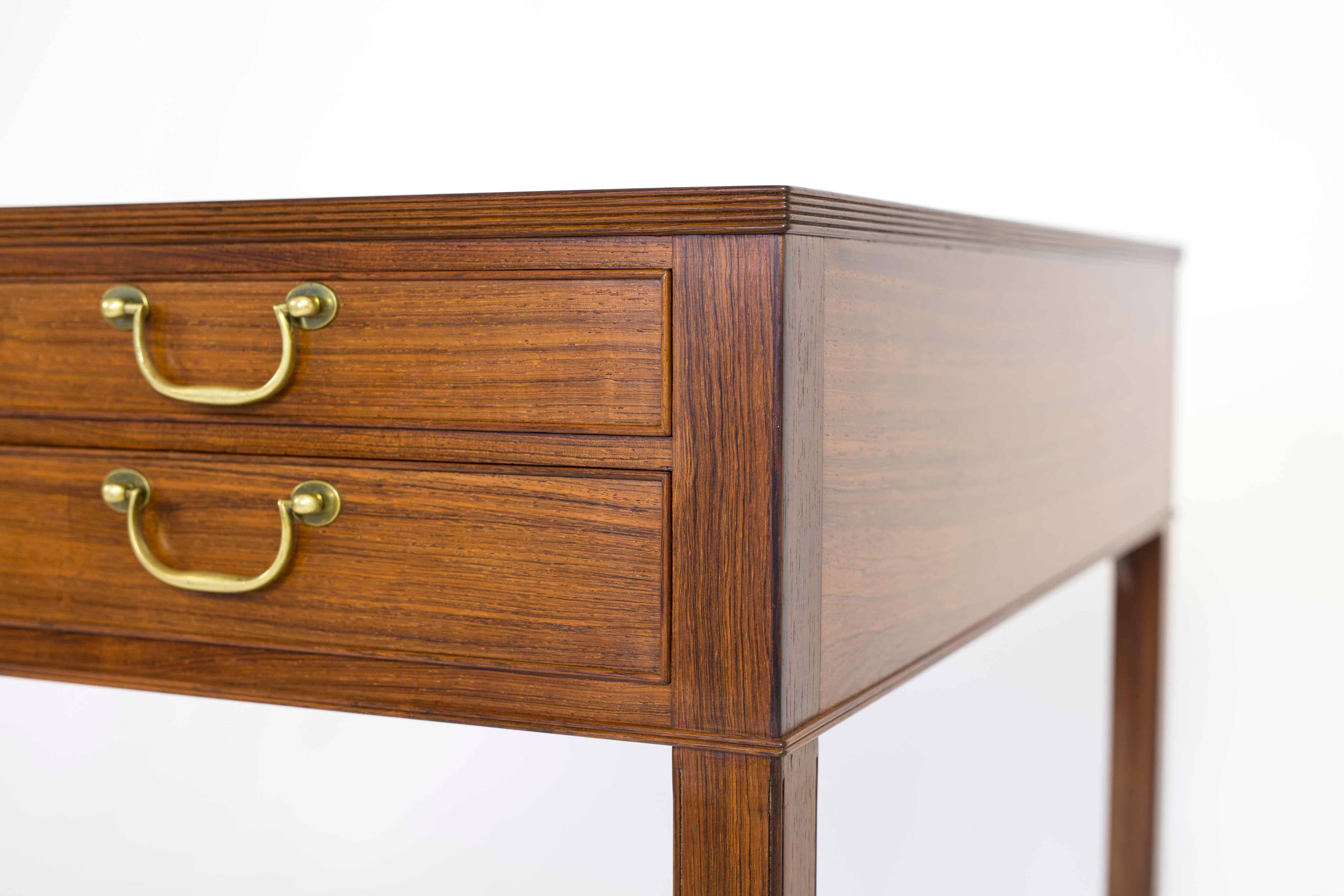 Ole Wanscher Freestanding Rosewood and Brass Desk In Excellent Condition In Copenhagen, DK