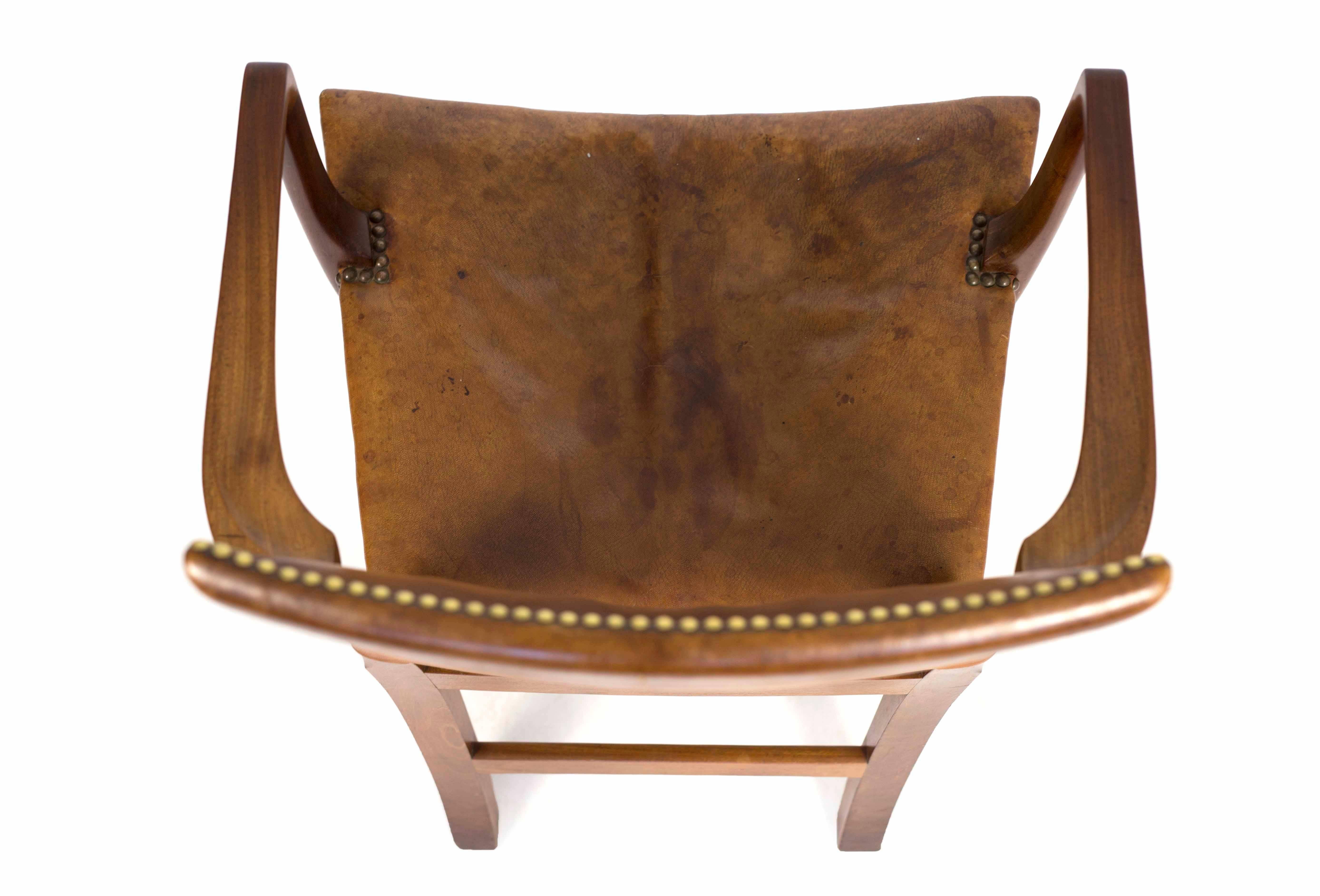 Danish Early Kaare Klint Armchair, 1930, in Cuban Mahogany and Nigerian Leather For Sale