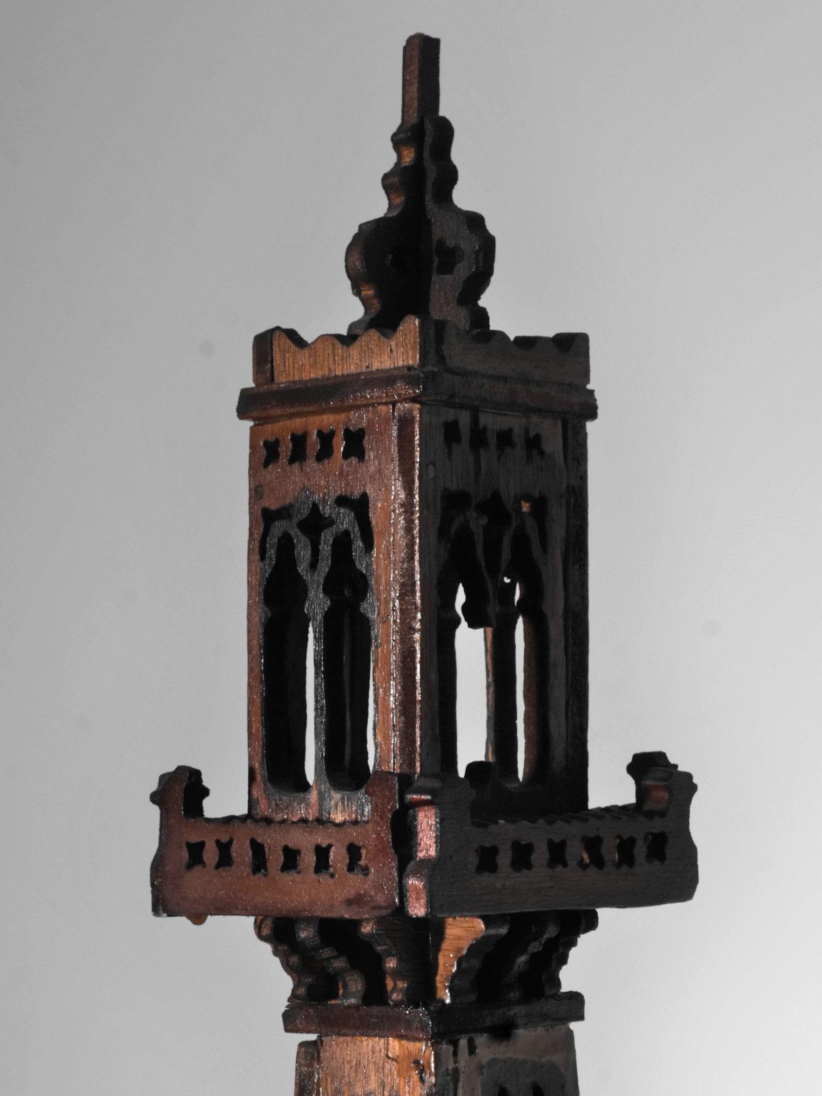 Belle Époque Large Eiffel Tower In Carved And Polychromed Wood - French Folk Art, Circa 1900 For Sale