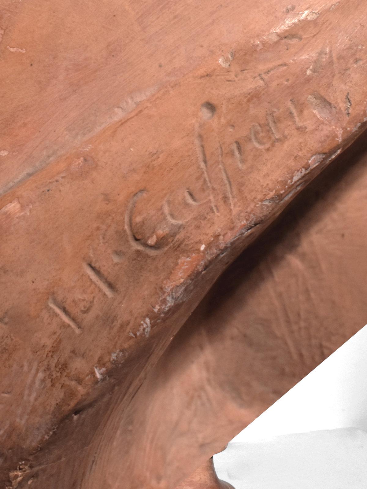 Francese Grande busto in gesso con patina di terracotta - Dopo Jj Caffieri - Inizio del XX secolo in vendita