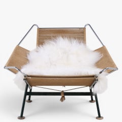 GE 225 - Chaise « Flag Halyard » avec structure verte, par Hans J. Wegner