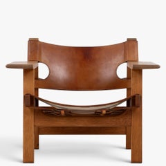 BM 2226 – Pair of 'Spanish Chair' armchairs in patinated oak by Børge Mogensen