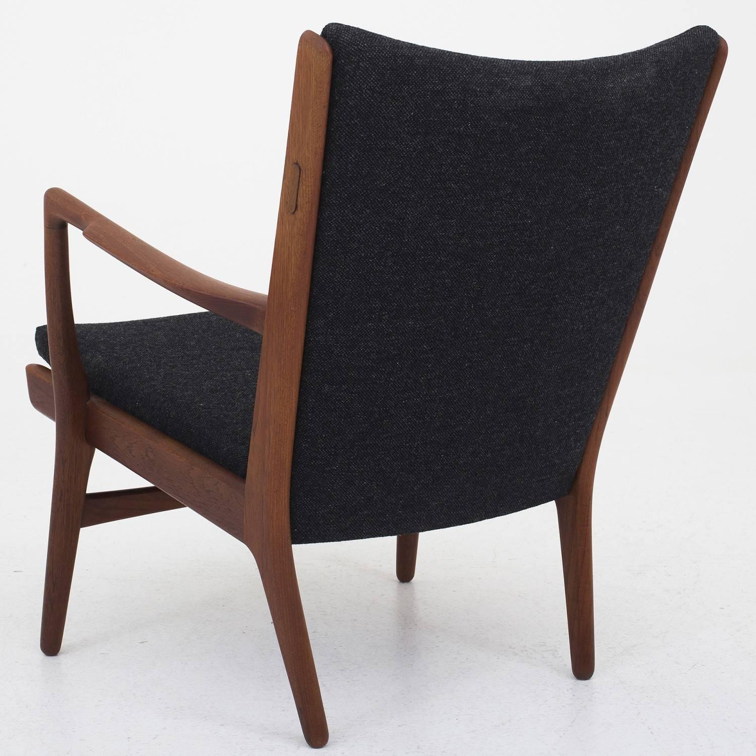 Hans J. Wegner easy chair, model AP16 in teak and wool, Hallingdal 65.