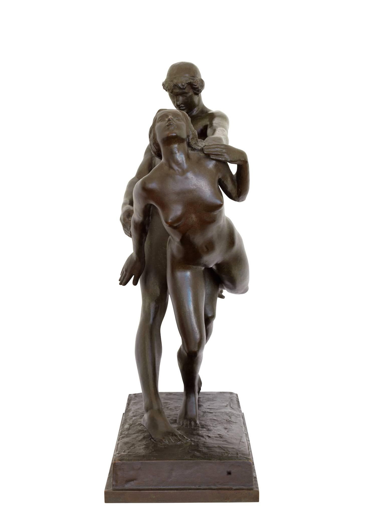 Patinated bronze sculpture depicting Adam and eve.
Signed A.J. Bundgaard 1917-1932.
