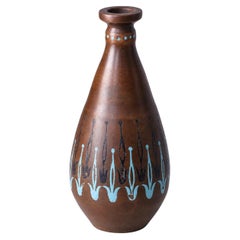 Vase Art déco des années 1920 en bronze patiné avec émail