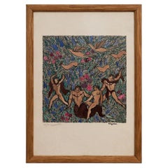 "Merman and Nudes in Paradise, " Jean Mayodon Art Deco Print