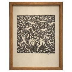 « Merman and Nudes in Paradise », Jean Mayodon, impression Art déco