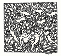 « Merman and Nudes in Paradise », Jean Mayodon, impression Art déco