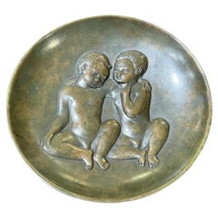 Bol en bronze patiné du milieu du siècle « Interlaced Twins » de Scarpa