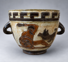 Planter with Greek key decoration