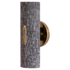 Modern Handmade Half-Round Wall Sconce Linen Micarta w/ Polished Brass by Mutuus