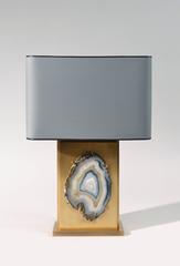 Lampe de table en agate et laiton des années 1970