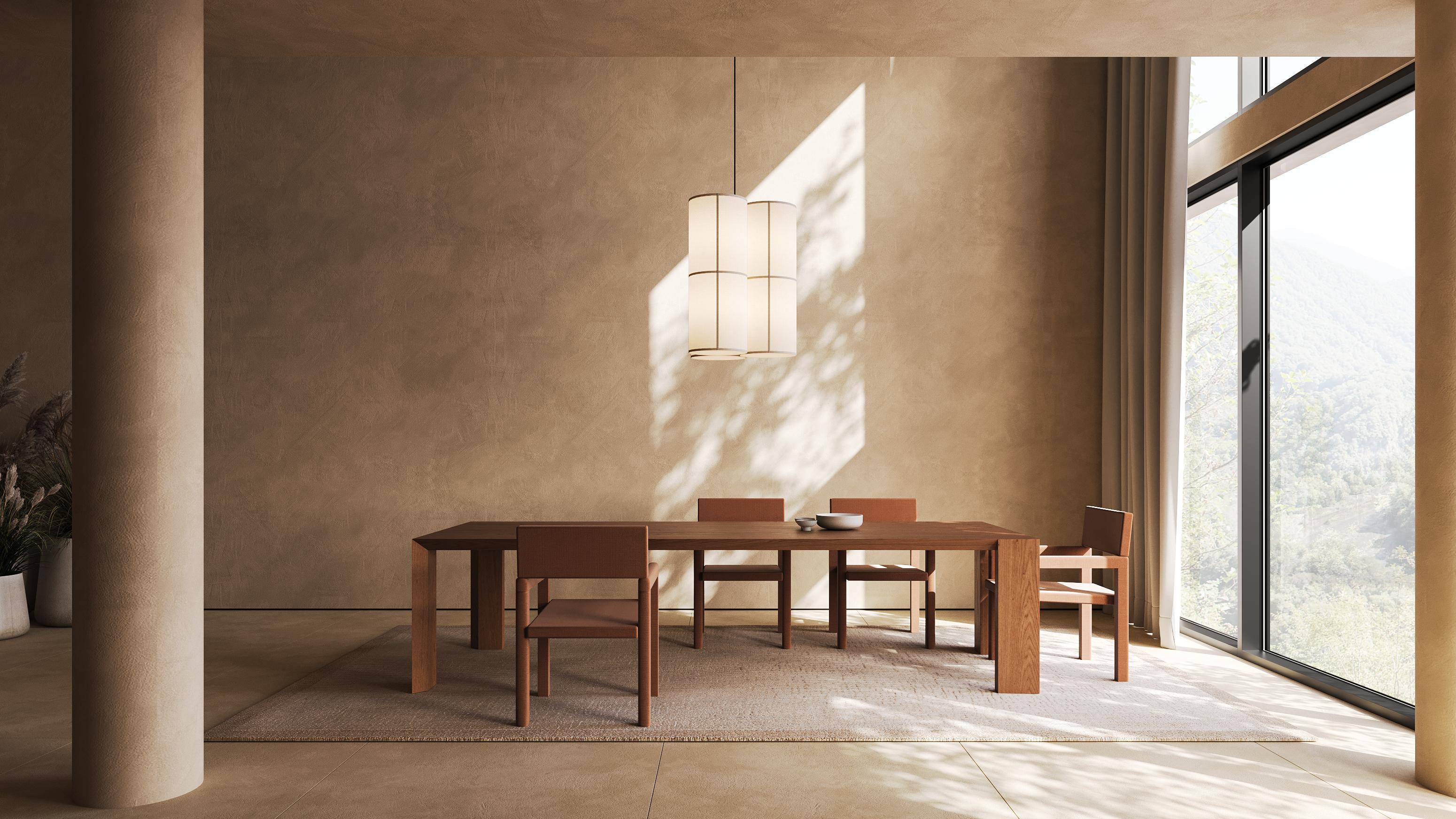 Mesa de Comedor Moderna 'Ispolin' en Madera Alpi de Palo Nero Minimalista en venta