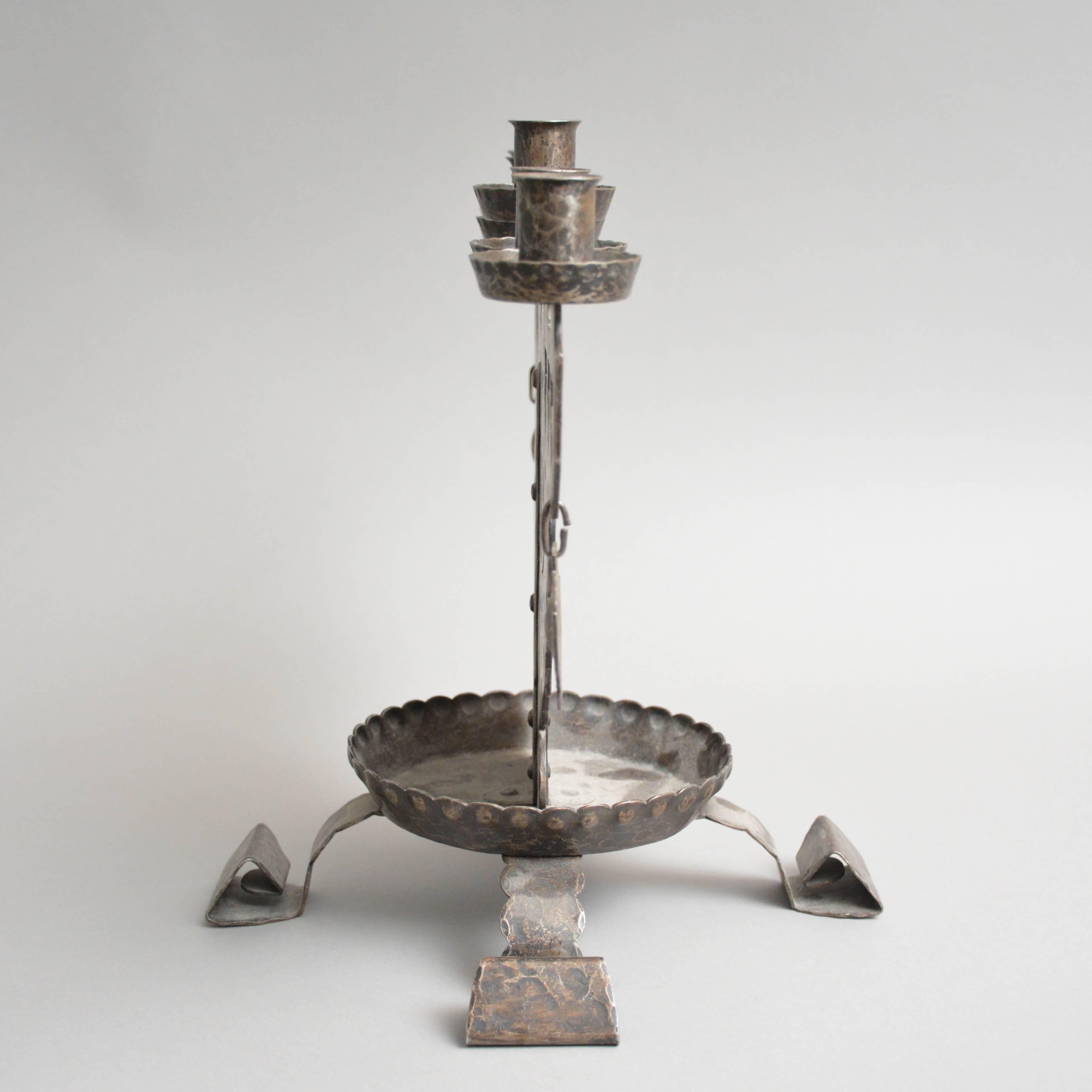 Swedish Wrought Iron Candelabra in National Romantic Style, Sweden, 1919 For Sale
