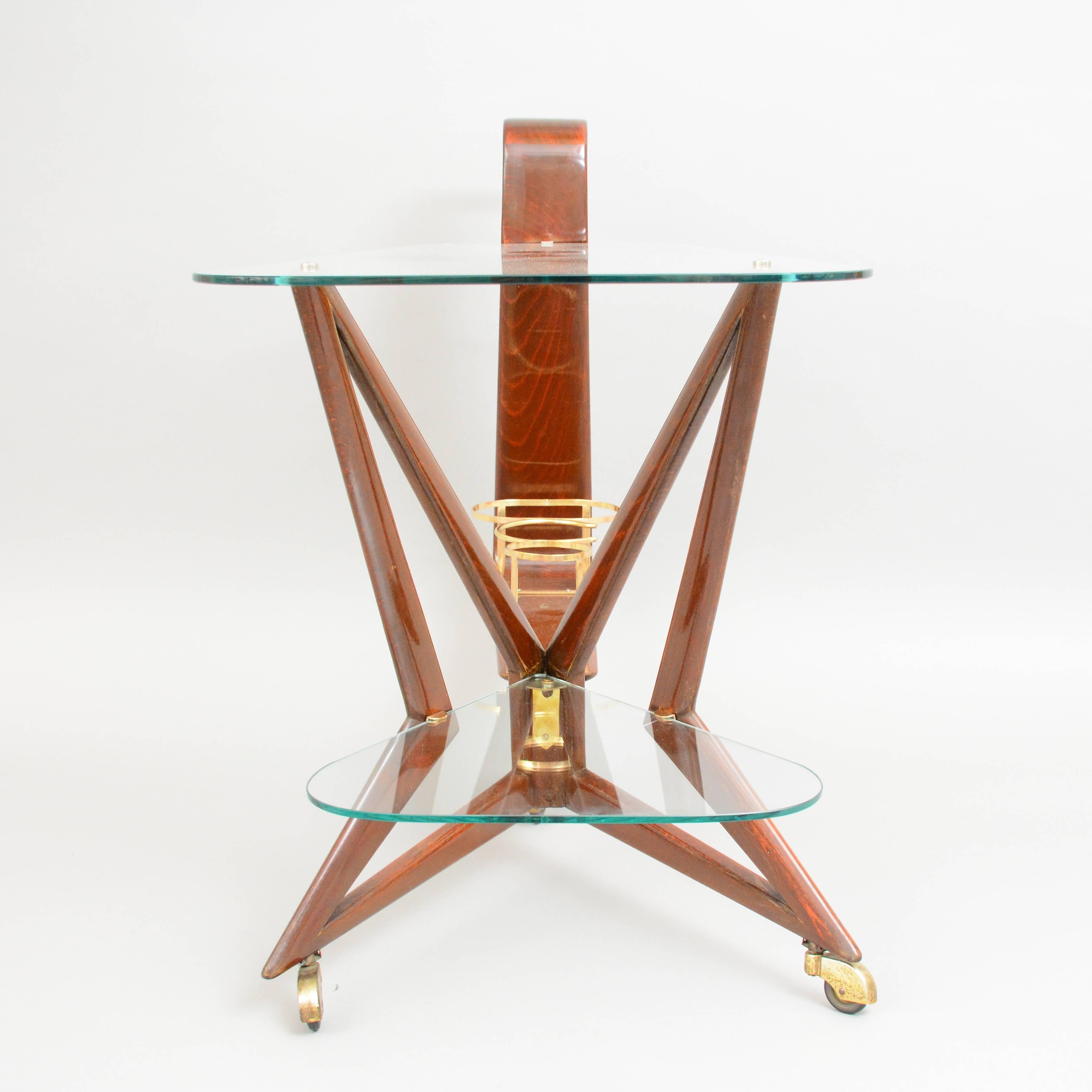 Elegant Serving Trolley by Cesare Lacca, Italy. 1950s-1960s In Good Condition In Lund, SE