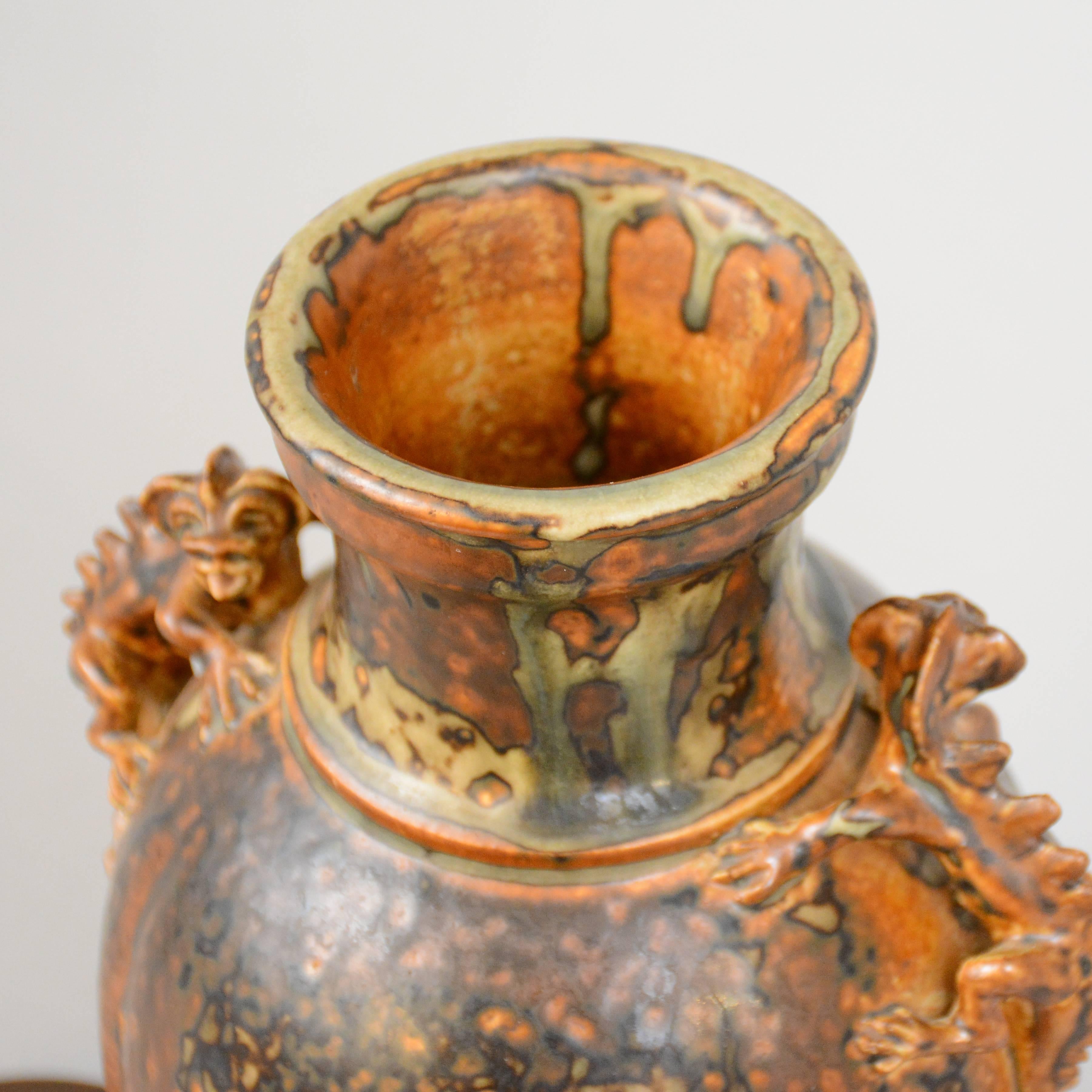 Bronze/Ceramic Urn, Bode Willumsen, Royal Copenhagen, Denmark In Excellent Condition For Sale In Lund, SE