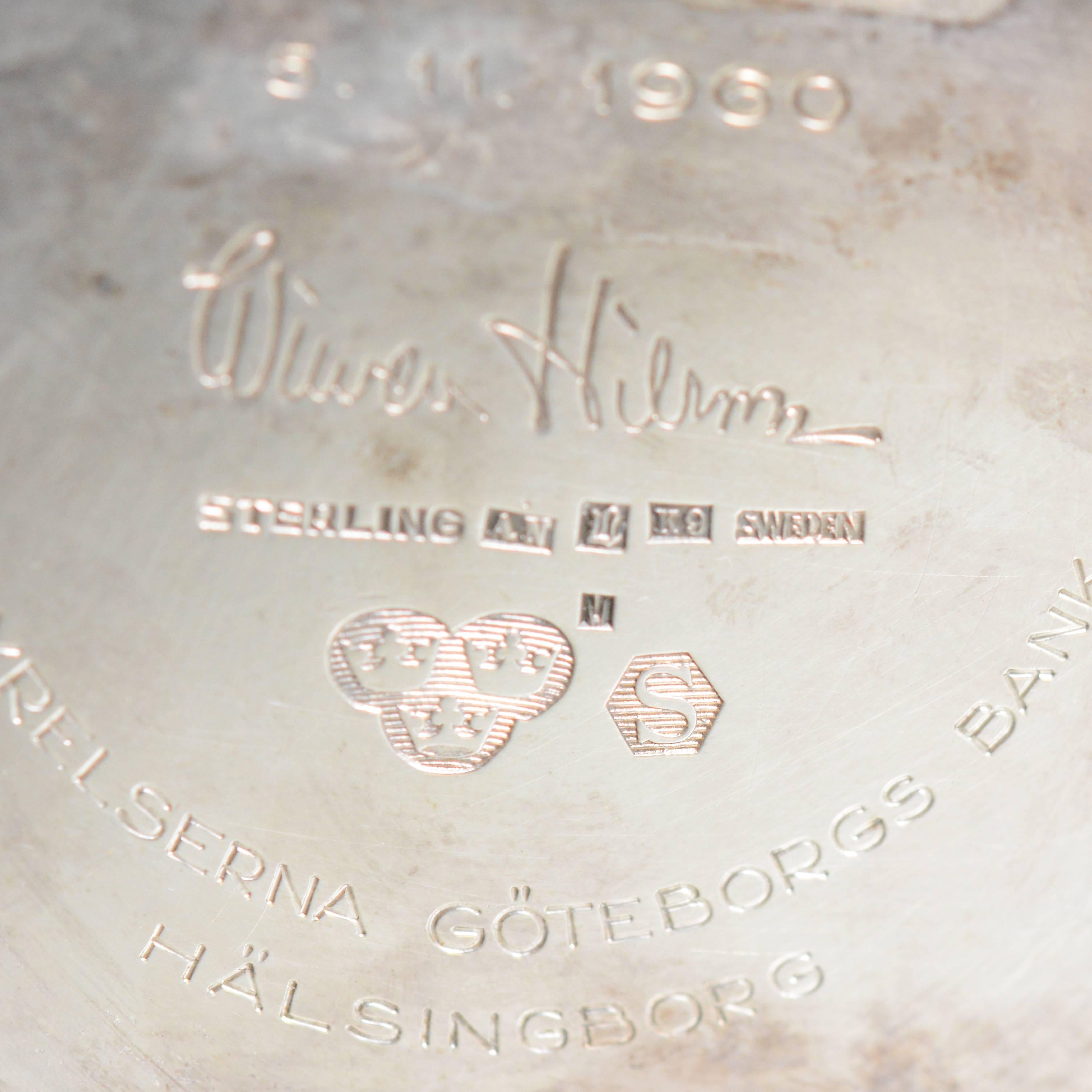 Sterling Silver Silver Vase by Wiwen Nilsson Lund, Sweden, 1960 For Sale
