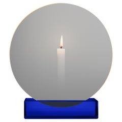 Mirror Candle Holder "Spegla Blue Edition" Glass with Half Transparent Mirror