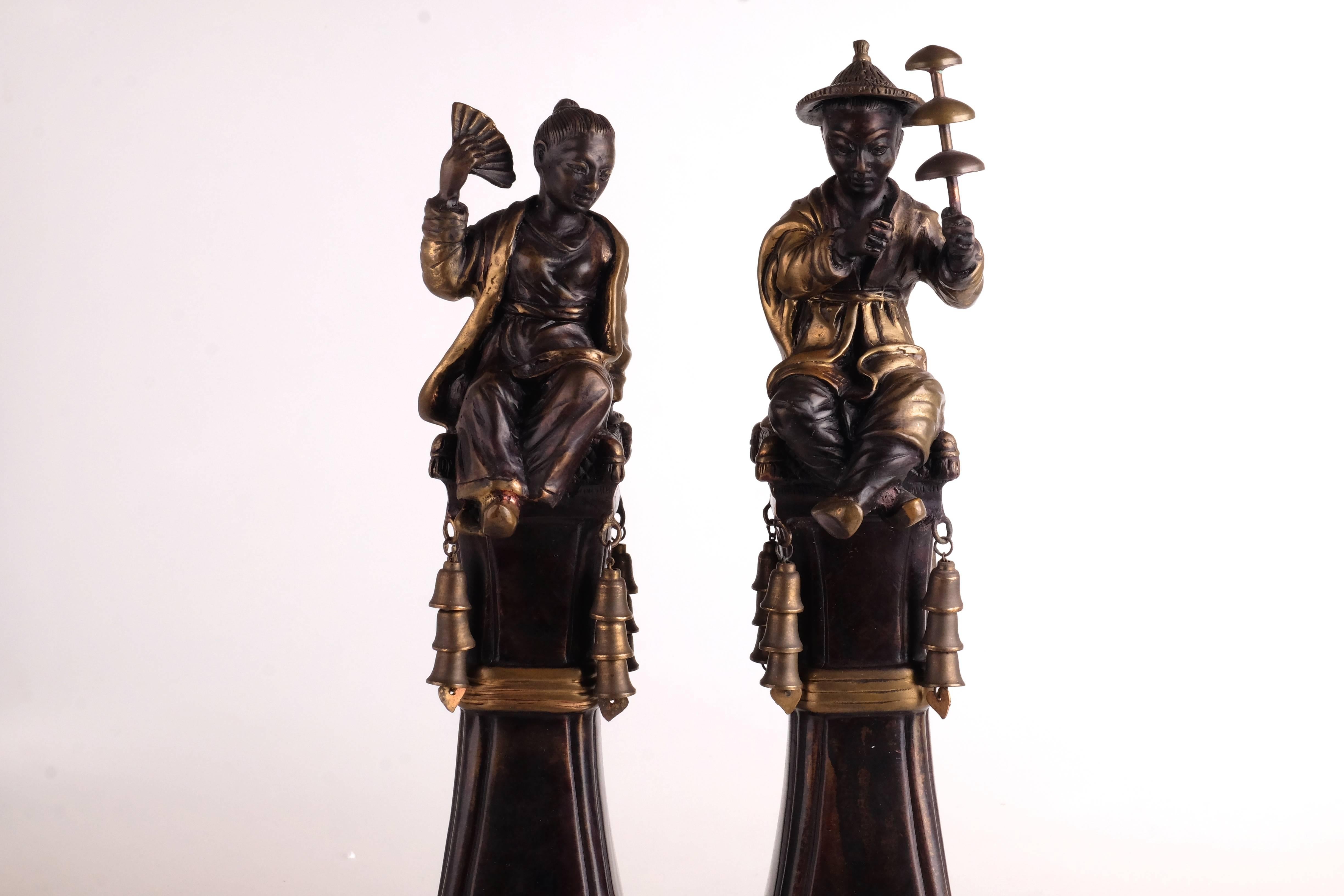 Pair of Chinese Figures in Bronze from the 1940s, Italy 1