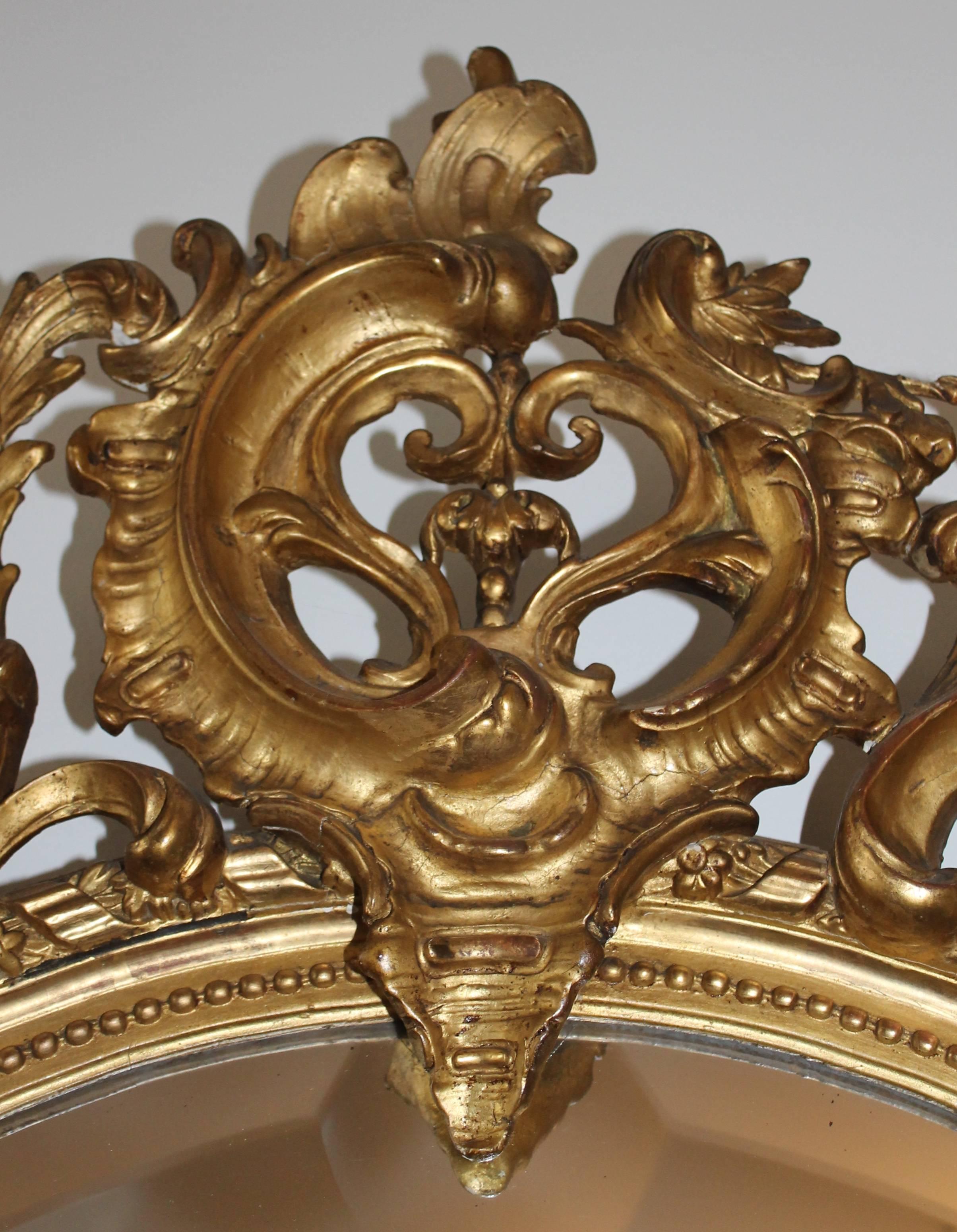 Gilt Rococo Revival Mirror in Gold, France, 19th Century