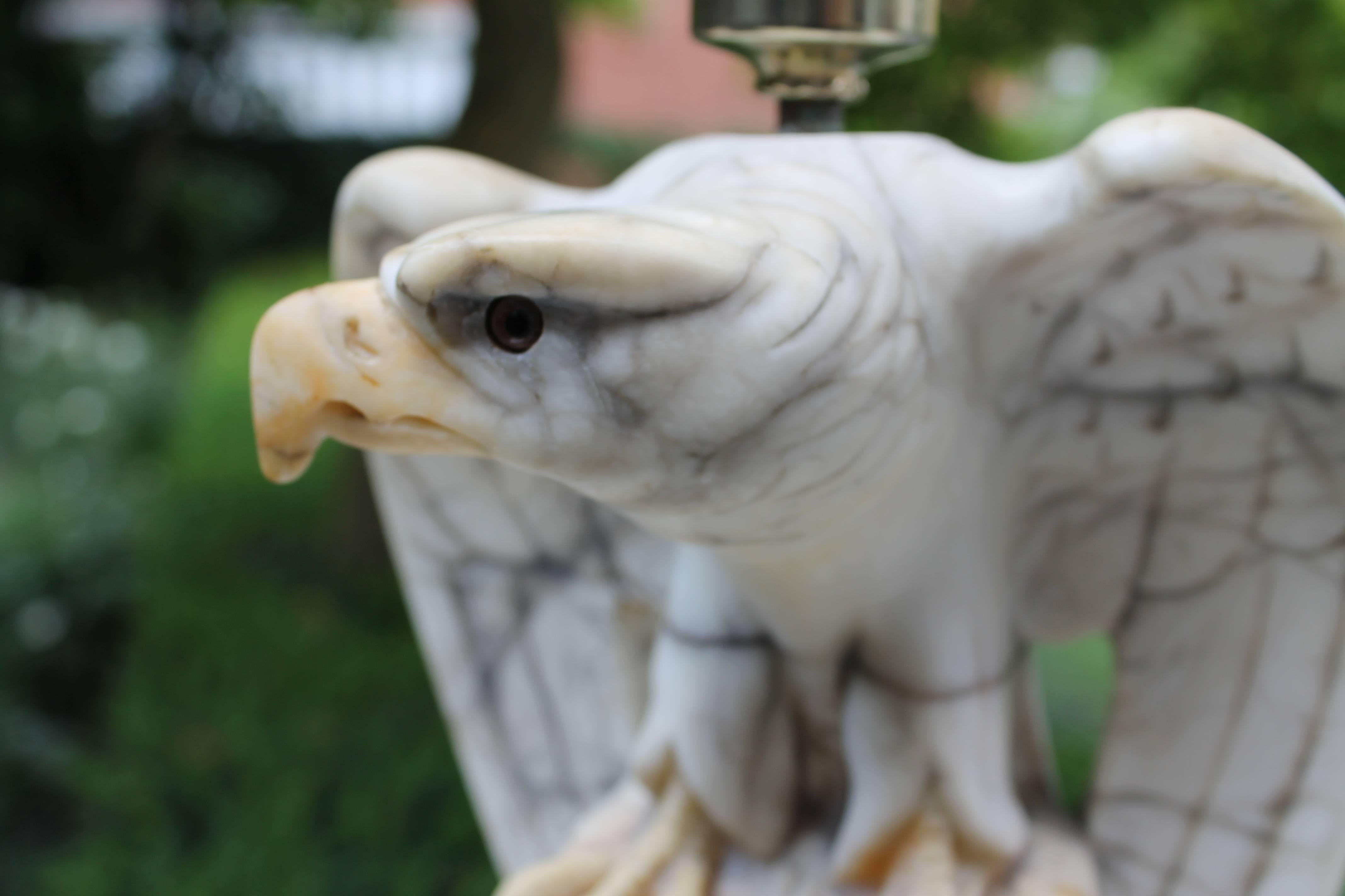 Late 20th Century Pair of Marble Eagles, Italy, 1970s For Sale