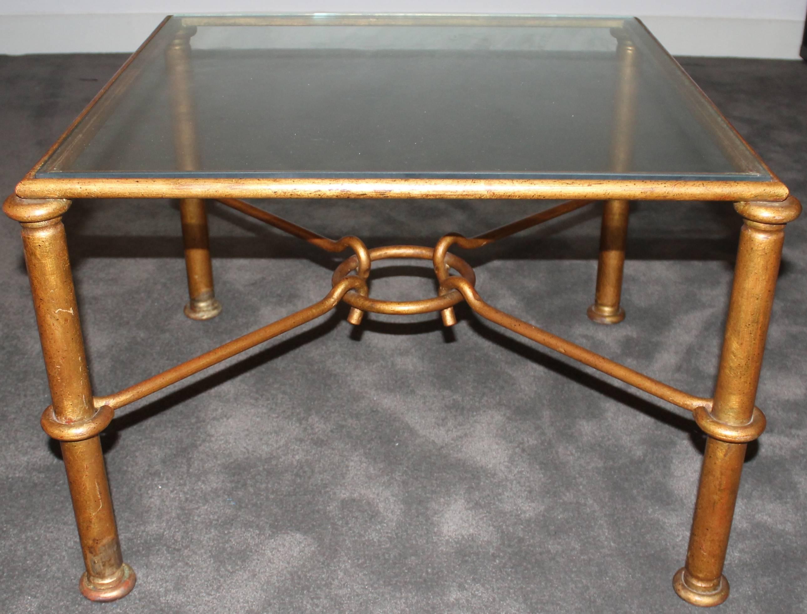 French Pair of Coffee Tables in Style of Rene Drouet For Sale