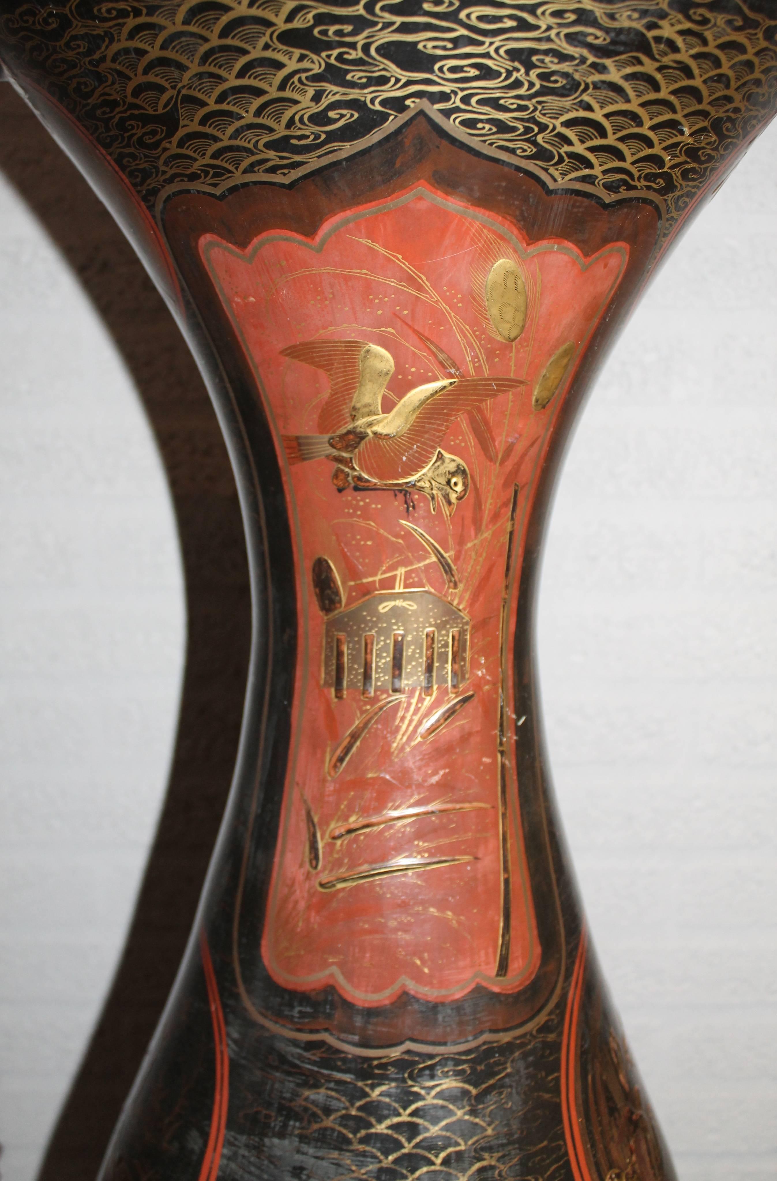 Porcelain Pair of Tall Japanese Vases, circa 1900 For Sale