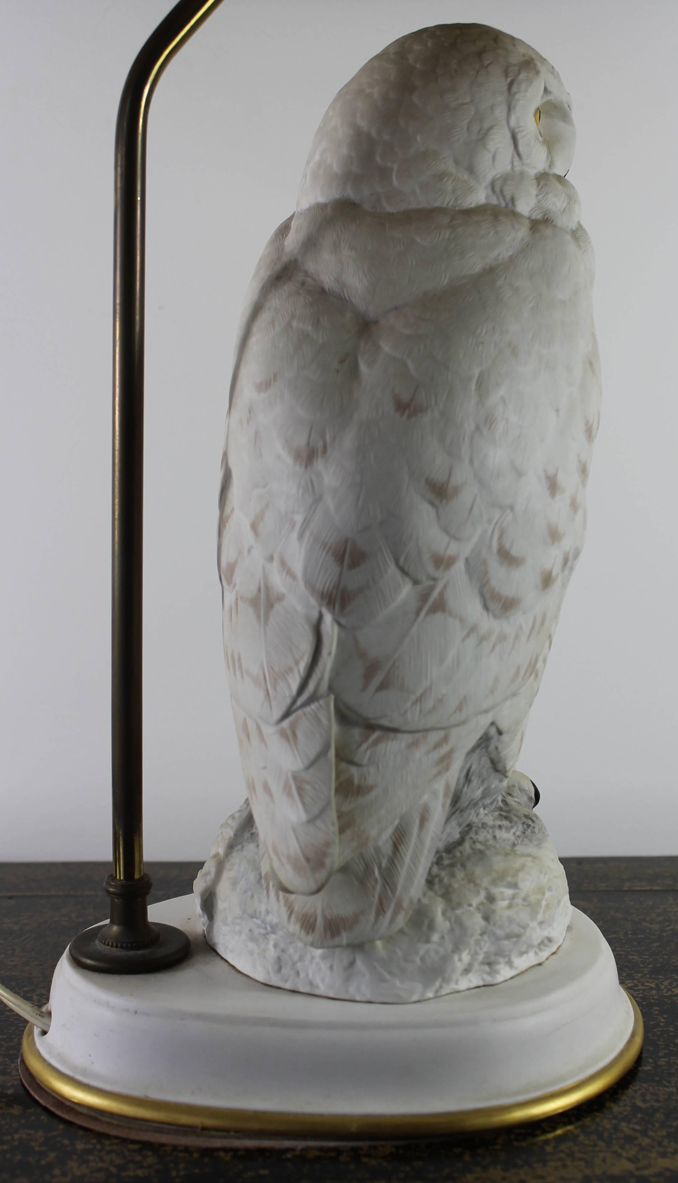 Late 20th Century Snow Owl  Lamp For Sale