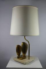 Abstract Brass Two Fish Sculpture Lamp, Italy, 1970s