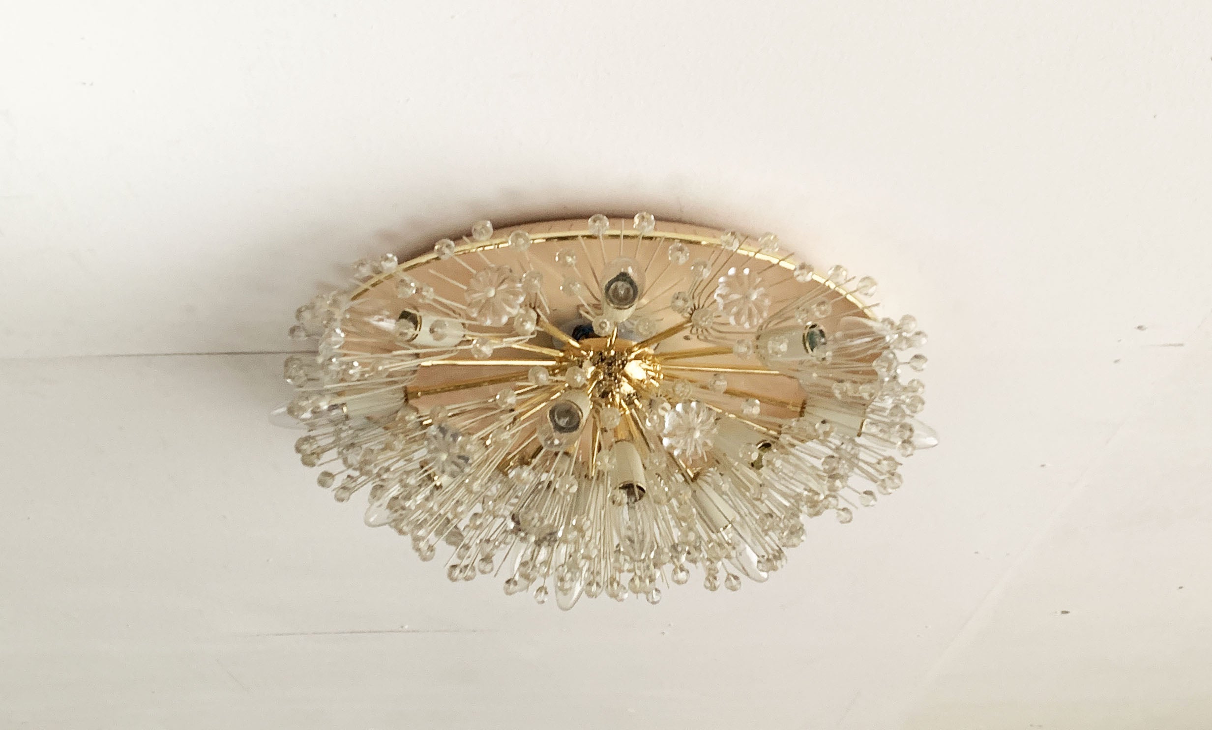 Mid-Century Modern Snowflake Flush Mount Emil Stejnar for Rupert Nikoll Vienna