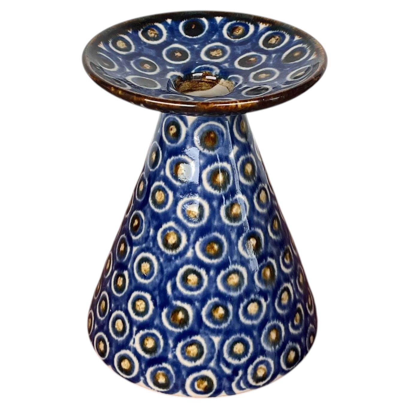 Mid-Century Modern German Vase with Peacock Design For Sale