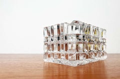 Mid-Century Modern Crystal Glass Stacking Ashtray and Box, Julia, Poland, 1960s