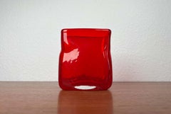 Mid-Century Modern Scandinavian Glass Vase, Red, Vintage Design, 1960s