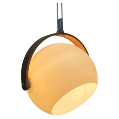 Mid-Century Modern Swiss Space Age Plastic and Plywood Pendant Lamp Temde 1960s