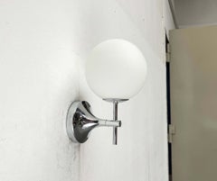 Mid-Century Modern Swiss Space Age Chrome Glass Sconce E.R. Nele Temde 1960s