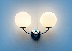 Wandleuchte im Mid-Century-Modern-Stil, Schweizer Space-Age-Design, Chrom und Glas, E.R. Nele Temde, 1960er Jahre