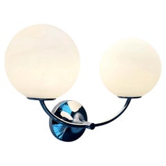 Wandleuchte im Mid-Century-Modern-Stil, Schweizer Space-Age-Design, Chrom und Glas, E.R. Nele Temde, 1960er Jahre