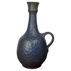 Jarrón-jarra azul de estilo «Mid-Century Modern» alemán, de Gebr. H.u.G. Claussen, década de los 60