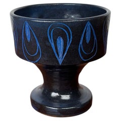 Mid-Century Modern Germany Blue Ceramic Candle Holder from Gebr. H.u.G. Claussen