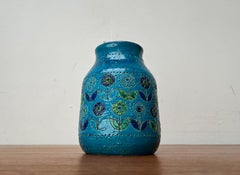 Mid-Century Modern Rare Flower Design Pottery Vase Aldo Londi Bitossi Italy