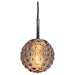 3 Vintage German Space Age Glass Ball Pendant Lamps Rolf Krüger Staff 1970s