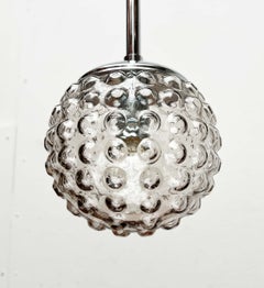 3 Vintage German Space Age Glass Ball Pendant Lamps Rolf Krüger Staff 1970s