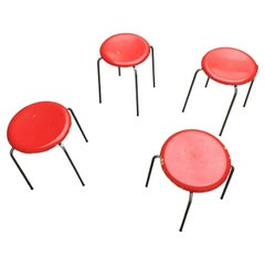 Set of 4 Mid-Century Modern Danish Dot Stools Arne Jacobsen Fritz Hansen 1971