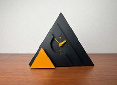 Postmodern Japanese Black Yellow Pyramide Table Clock Makiko Taniguchi, 1980s