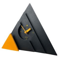 Postmodern Japanese Black Yellow Pyramide Table Clock Makiko Taniguchi, 1980s