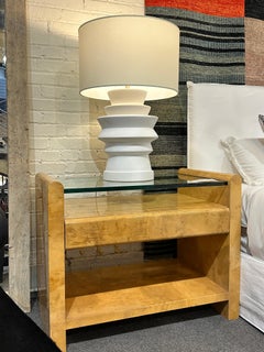 Pair of Modernist Lacquered Parchment Night Tables In The Style of Karl Springer