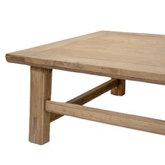 Authentic Large Chinese Tribal Bleached Solid Elm Coffee Table, 75-Inch