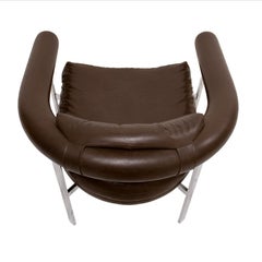 Sillón de estilo «Mid-Century Modern Metropolitan», en cromo y piel sintética