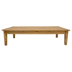 Vintage Rectangular Wood Coffee Table with Floral Bone Inlay