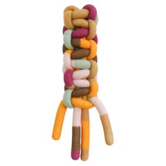 Sculpture en fibres nouées de 11" x 50", tenture murale en macramé, KNITKNOT n° 6